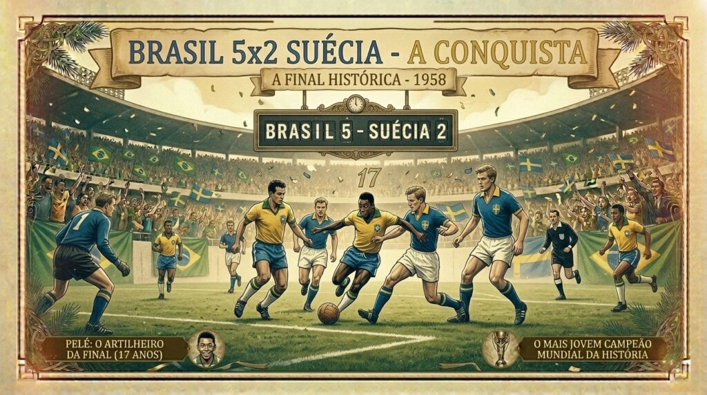 Brasil 5 x 2 Suécia - Copa do Mundo 1958