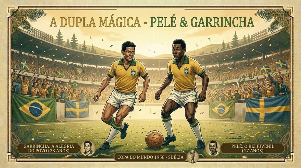 Pelé e Garrincha - Copa do Mundo de 1958